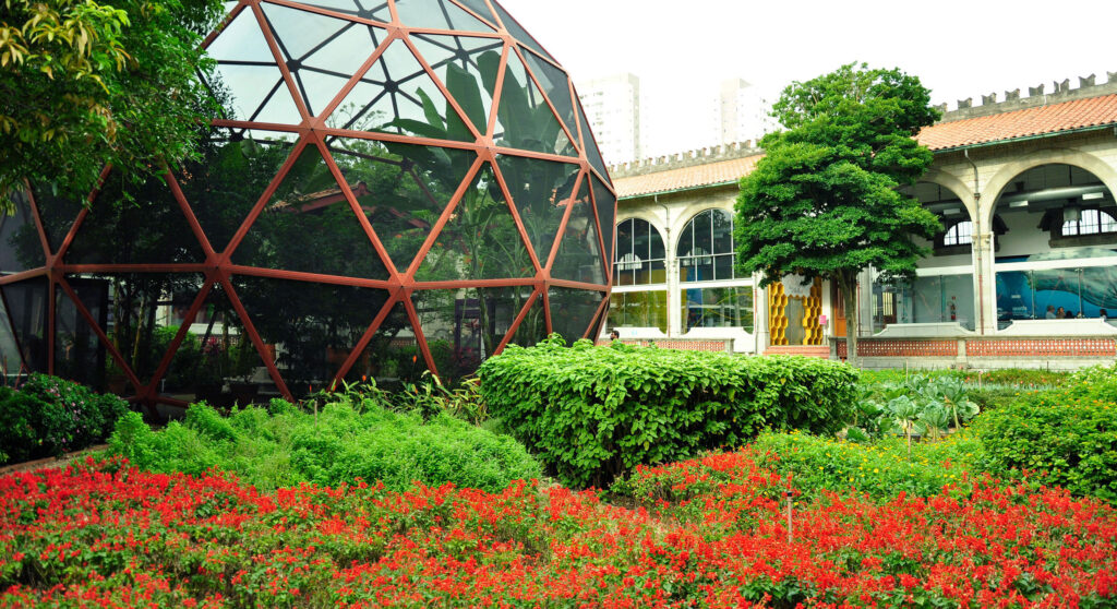 Jardim para polinizadores no claustro do Museu Catavento Cultural
